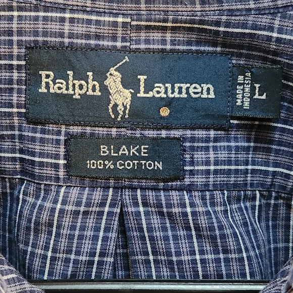 RALPH LAUREN Blake Men's Blue Plaid Button Down Shirt - Large - Picture 4 of 4